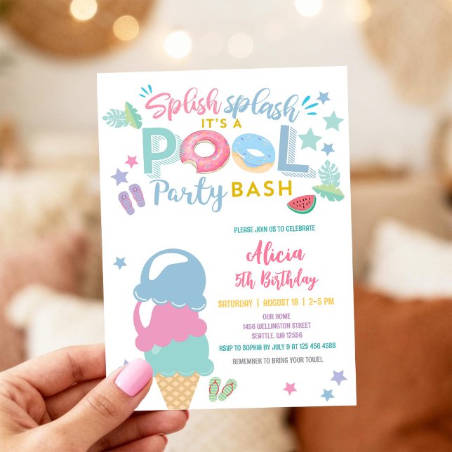 Bunte Kinderpoolparty-Einladung Einladung (Von Creator hochgeladen)