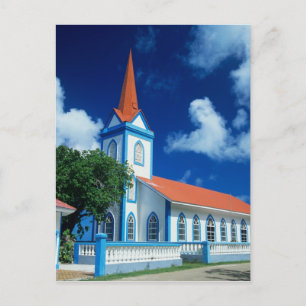 Bunte Kirche auf der Insel Tahaa in den Postkarte