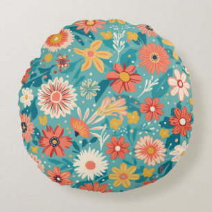 Bunte Kissenhülle in Blumenform Rundes Kissen