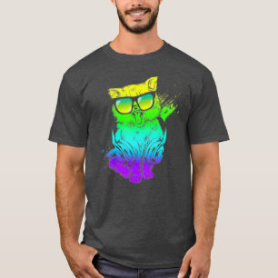 Bunte Kitty DJ Techno-Katze Musik edm Party T-Shirt