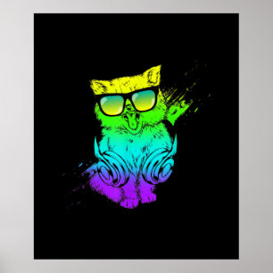 Bunte Kitty Katze Geschenk für Musikliebhaber Poster