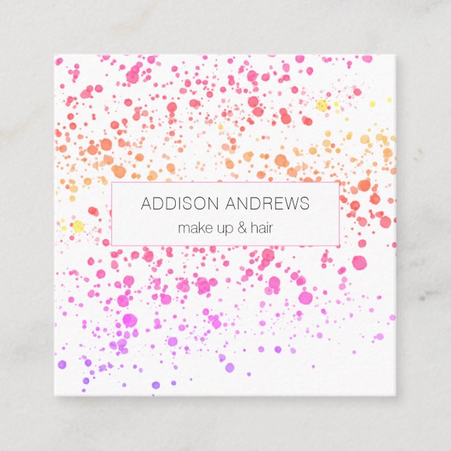 Bunte Kleckse Friseur Makeup Artist Quadratische Visitenkarte (Vorderseite)