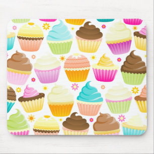 Bunte kleine Kuchen (weiß) Mousepad