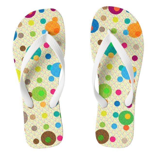 Bunte kleine und große Polka-Punkte Flip Flops (Fußbett)