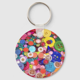 Bunte Knopf-Collage Schlüsselanhänger