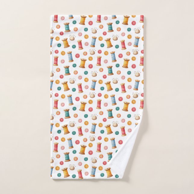 Bunte Knöpfe und Garne- Nähen- Muster Handtuch (Handtuch)