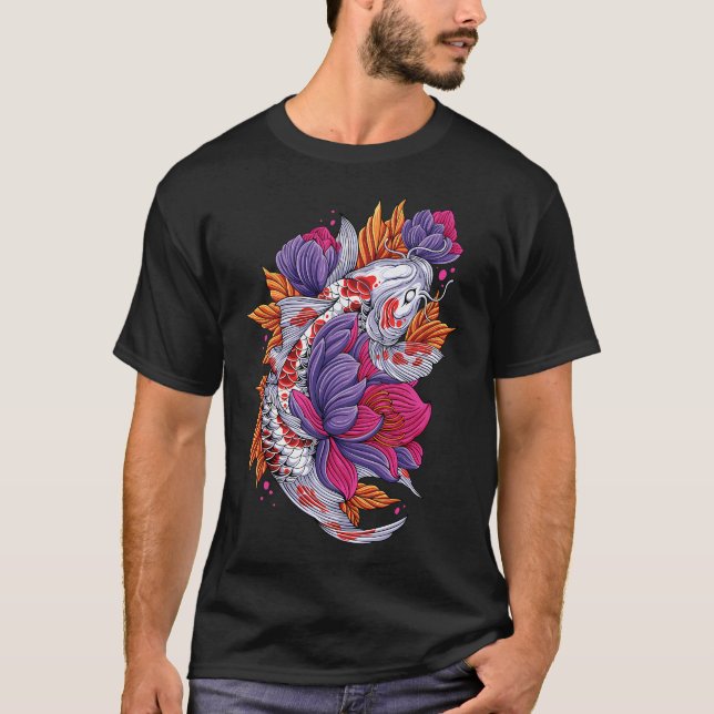 bunte Koi-Fische T-Shirt (Vorderseite)