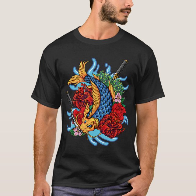 bunte Koi-Fische T-Shirt (Vorderseite)