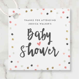 Bunte Konfetti-Mädchen-Baby-Shower-Dankeschön Geschenkanhänger