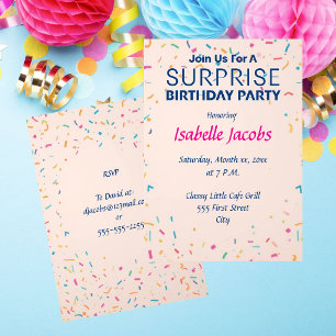 Bunte Konfetti-Überraschungsparty zum Geburtstag Einladung