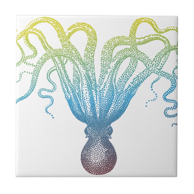 bunte Kraken-Silhouette Fliese (Vorderseite)