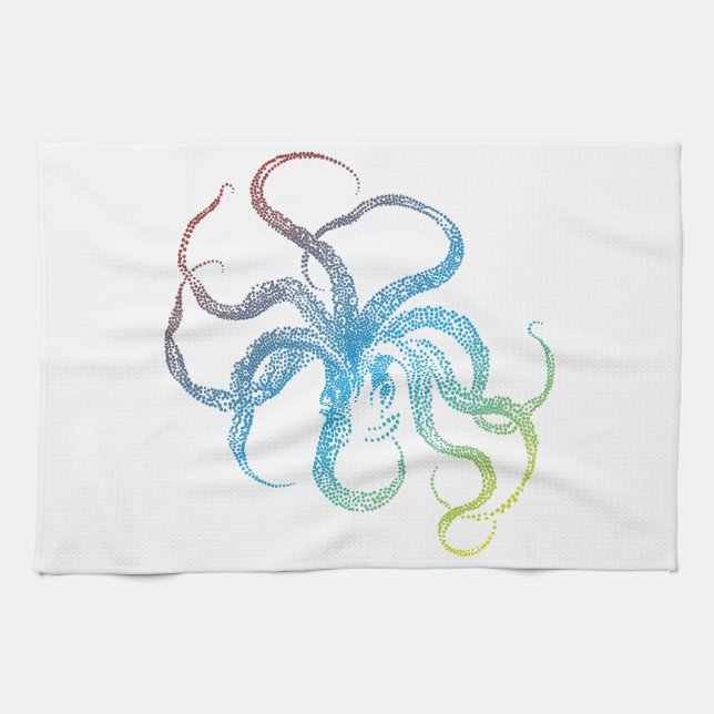 bunte Kraken-Silhouette Handtuch (Horizontal)