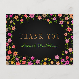 Bunte Kreidetafel-Blumenkranz Dankeschön Postkarte