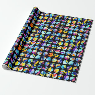 Bunte Kreise auf schwarzem Hintergrund Geschenkpapier