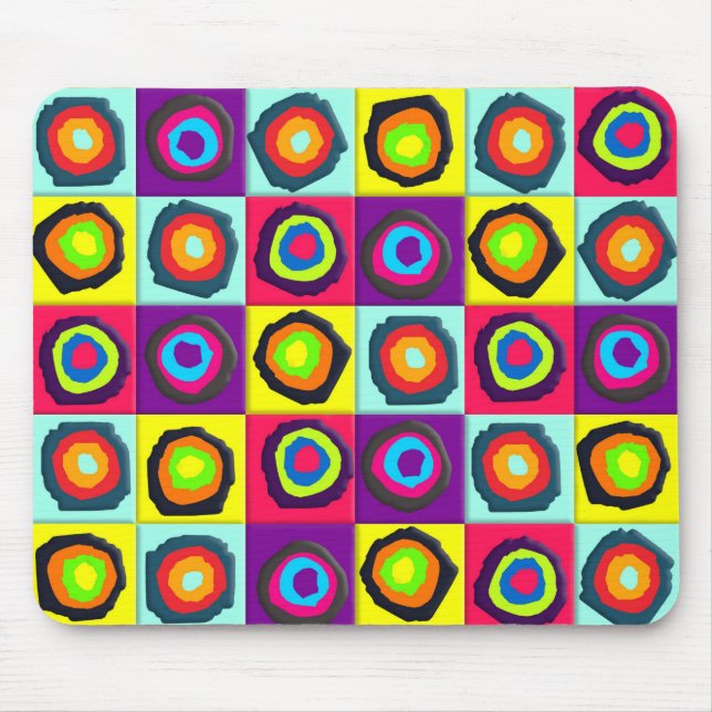 Bunte Kreise in Quadraten Mousepad (Vorne)