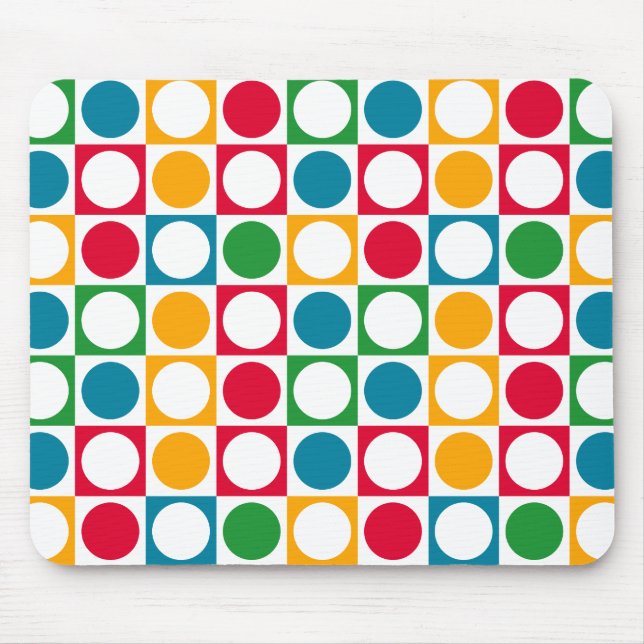Bunte Kreise u. Quadrat-Muster Mousepad (Vorne)