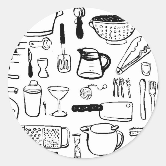 Bunte Küchen-Muster Runder Aufkleber (Vorderseite)