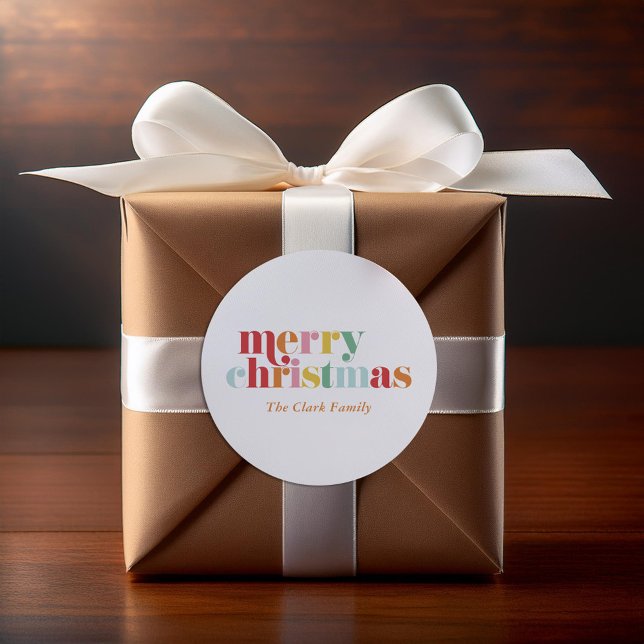 Bunte, kühne Briefe "Frohe Weihnachten" Runder Aufkleber (Von Creator hochgeladen)