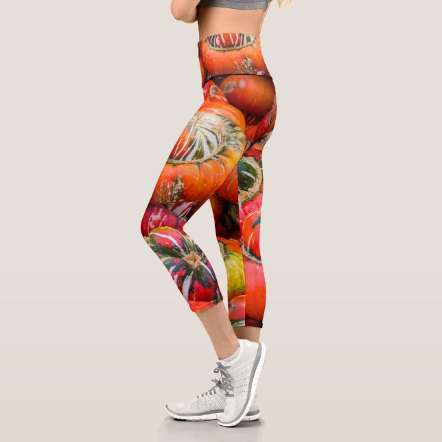 Bunte Kürbis Capri Leggings (Links)