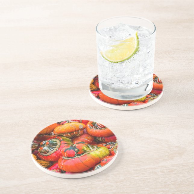 Bunte Kürbis Getränkeuntersetzer (Seite)