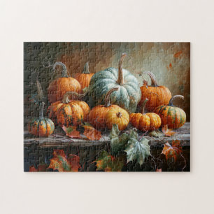 Bunte Kürbisse und Blätter Vintage Puzzle