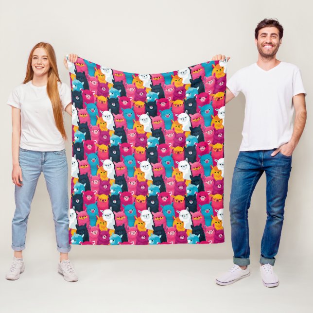 Bunte Lamas Fleecedecke (Beispiel)
