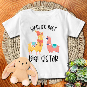 Bunte Lamas Weltbeste Große Schwester Baby T-shirt