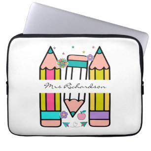 Bunte Lehrerpencil Cartoon Laptopschutzhülle