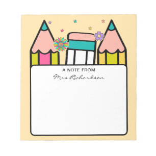 Bunte Lehrerpencil Cartoon Notizblock