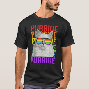 Bunte LGBT Purride Gay Pride Regenbogenflagge Katz T-Shirt