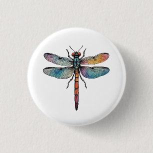 Bunte Libelle Button