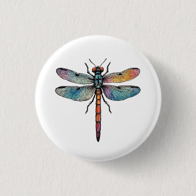 Bunte Libelle Button (Vorderseite)