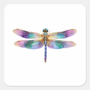 Bunte Libelle – Irisierende Naturkunst Quadratischer Aufkleber