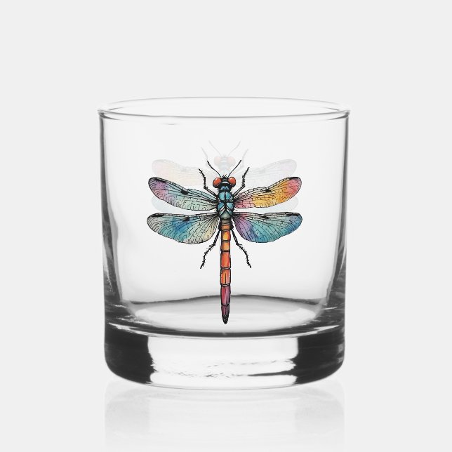 Bunte Libelle Whiskyglas (Vorderseite)