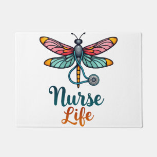 Bunte Libellen-Krankenschwester-Leben-T-Shirt (2) Fußmatte
