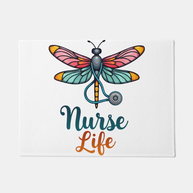 Bunte Libellen-Krankenschwester-Leben-T-Shirt (2) Fußmatte (Vorderseite)