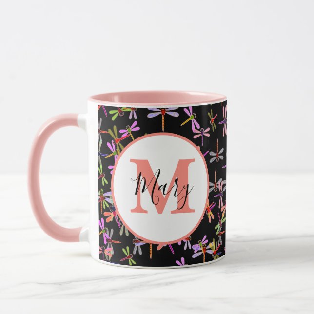bunte Libellen personalisierte Tasse (Links)