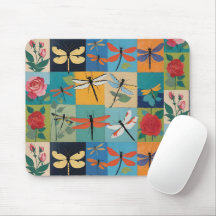Bunte Libellen und Rosen Patchwork