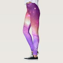 Bunte lila Leggings der Galaxie-Grafik-|