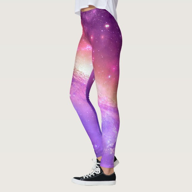 Bunte lila Leggings der Galaxie-Grafik-| (Links)