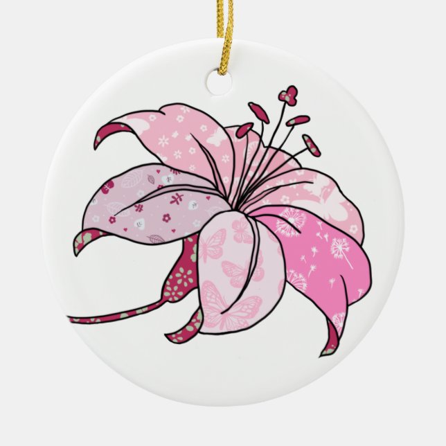 bunte Lilie Keramik Ornament (Vorne)