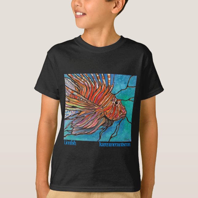 Bunte Lionfish-"Buntglas-" Art-Kunst! T-Shirt (Vorderseite)