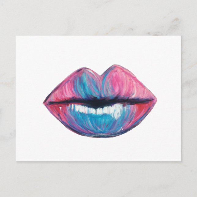 Bunte Lippenkunst Postkarte (Vorderseite)