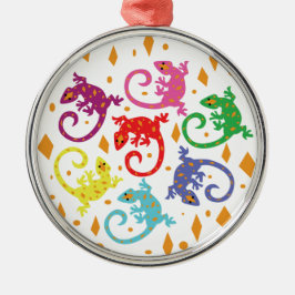 Bunte Lizards Silbernes Ornament