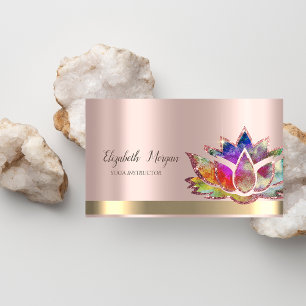 Bunte Lotusblume Rosen-Gold Yoga-Lehrerin Visitenkarte