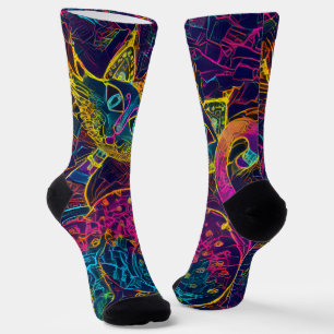 Bunte Lucky no 7 Katze Socken
