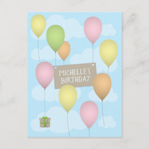 Bunte Luftballons Geburtstagspostkarte Postkarte
