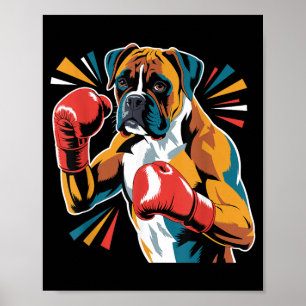 Bunte Lustige Boxen Hund Liebhaber Kickboxen Boxer Poster