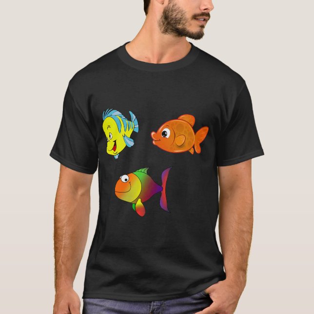 Bunte lustige Fischgruppe T-Shirt (Vorderseite)