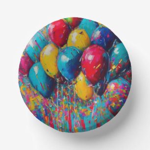 Bunte lustige Geburtstagsballons-Torte Pappteller